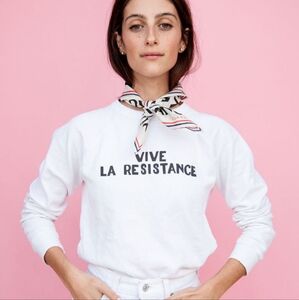 Clare V "Vive La Resistance" White Sweatshirt Size M (Flawed)
